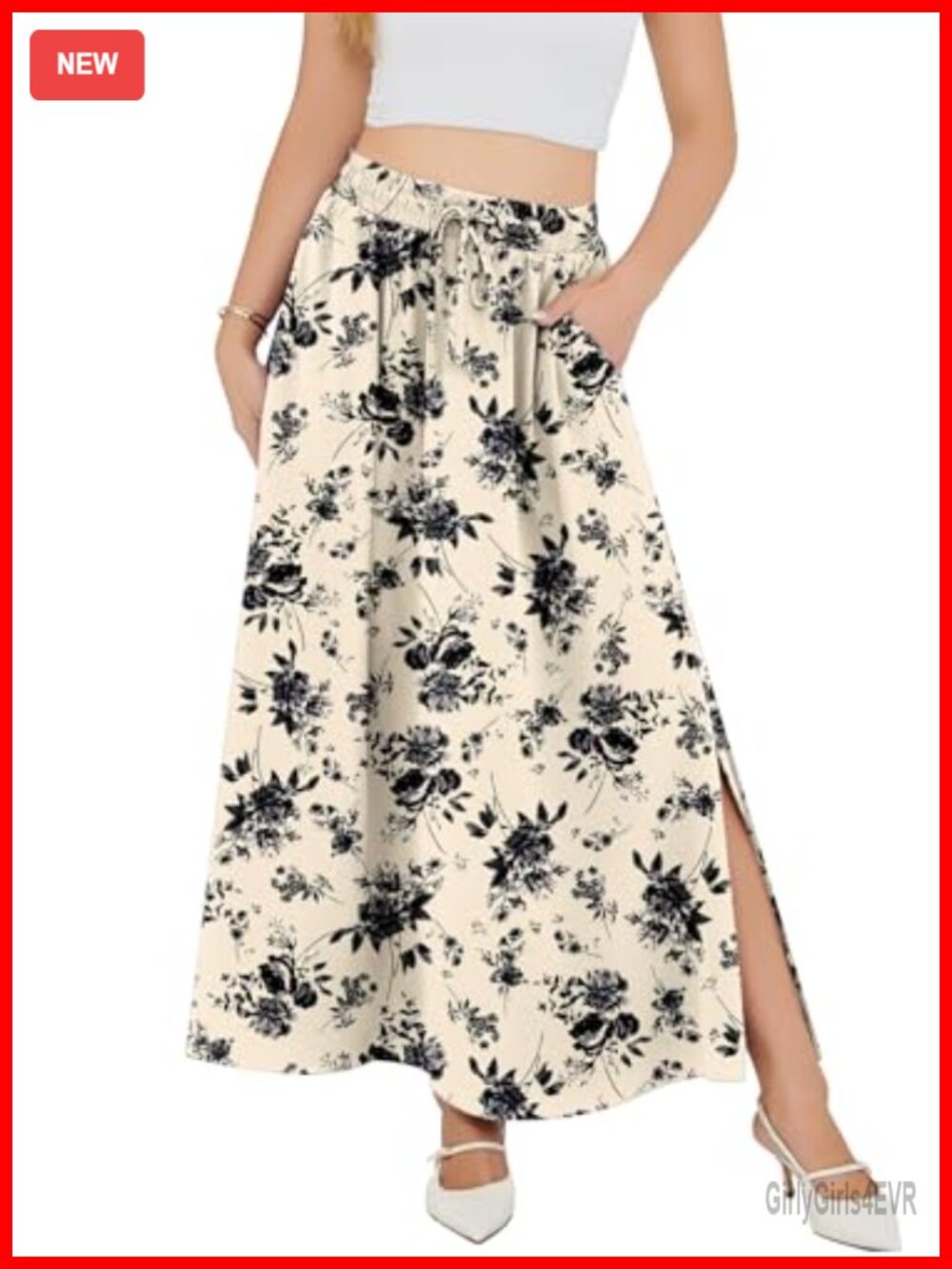 Womens Maxi Skirt Chiffon High Waisted Side Slit Flowy Beach